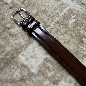 Men's Smooth Cognac Colored Leather Belt w/ Double Stitching, 40